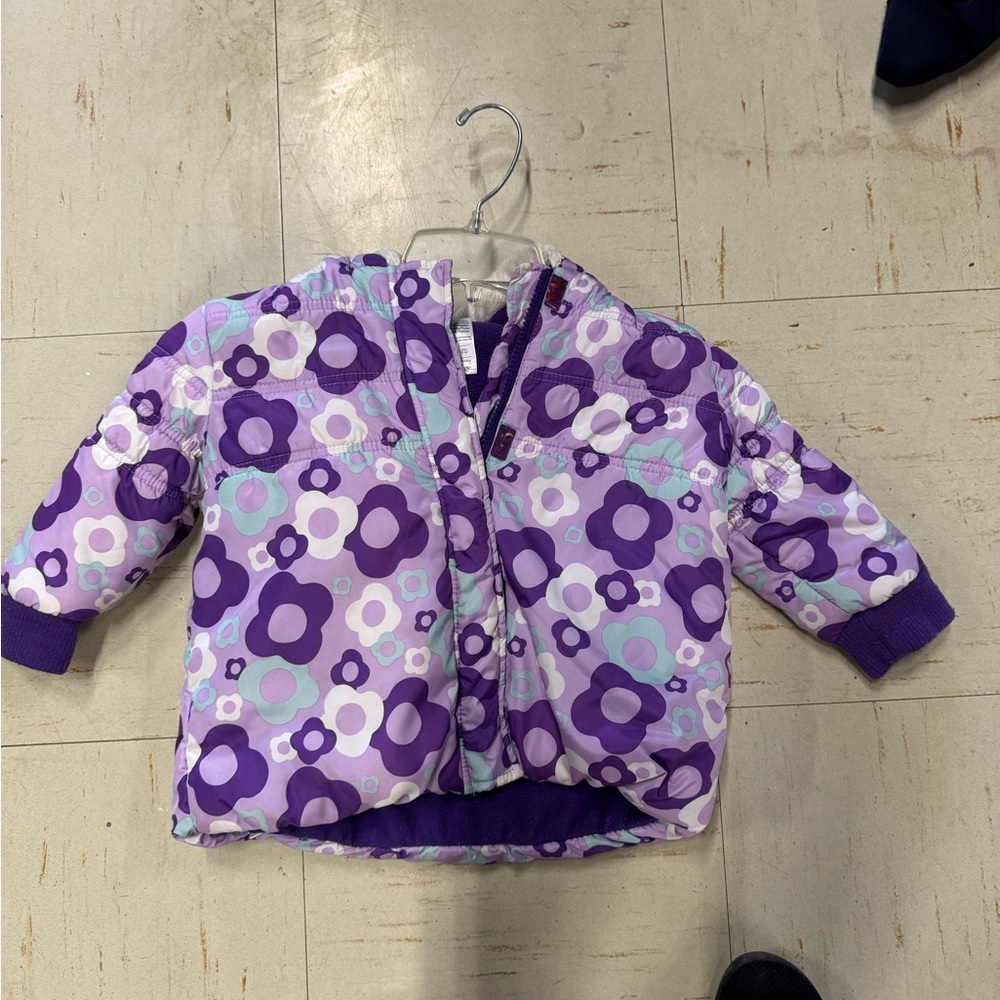 George Purple Floral Kids Puffer Jacket